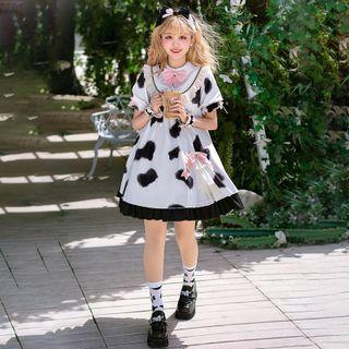 Short-sleeve Print A-line Dress / Set