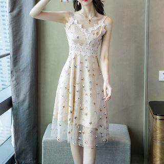 Sequin Spaghetti-strap A-line Dress