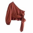 One-shoulder Tie-side Blouse