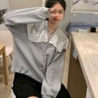 Long-sleeve Lace Panel Jacket Gray - One Size