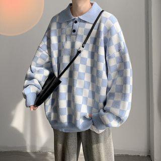 Checkered Polo Sweater