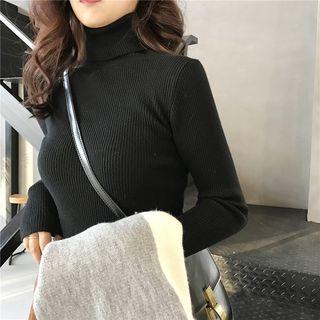 Plain Slim-fit Turtle-neck Sweater