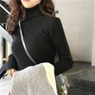 Plain Slim-fit Turtle-neck Sweater