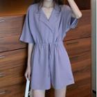 V-neck Elbow-sleeve Romper
