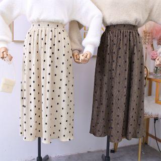 Velvet Dotted A-line Skirt