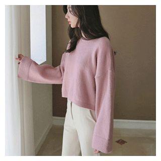 Drop-shoulder Cropped Sweater
