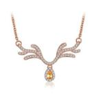 Fashion Plated Rose Gold Elk Necklace With Austrian Element Crystal Rose Gold - One Size