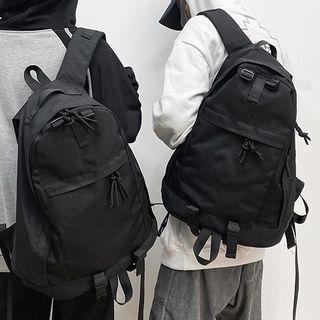 Plain Zip Backpack Black - One Size