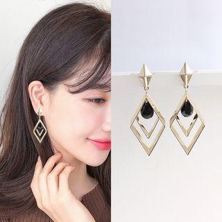 Rhinestone Droplet Alloy Rhombus Dangle Earring