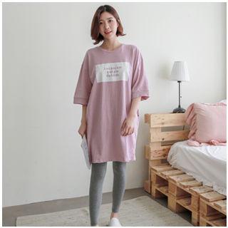 Pocket-detail Lettering T-shirt Dress