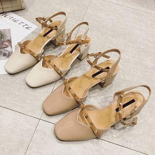 Ankle Strap Chunky-heel Studded Sandals