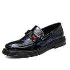 Faux-leather Floral Buckled Loafers