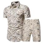 Set: Short-sleeve Floral Print Shirt + Shorts