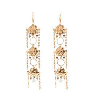 Rose Drop Earring B0509 - 1 Pair - Silver - One Size