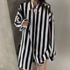 Striped Long Sleeve Shirt As Shown In Figure - One Size