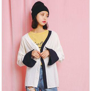 Color Block Long-sleeve Cardigan