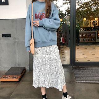 Lettering Pullover / Glitter Midi H-line Skirt
