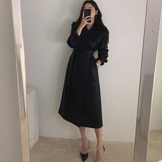 Double-breasted Midi Faux Leather Jacket