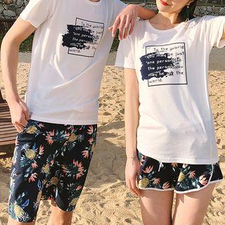 Couple Matching Printed Short-sleeve T-shirt / Printed Shorts