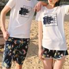 Couple Matching Printed Short-sleeve T-shirt / Printed Shorts