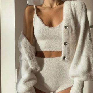 Cropped Camisole Top / Shorts / Cardigan / Set