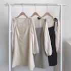 Set: Long-sleeve Blouse + Tie-strap Mini A-line Dress