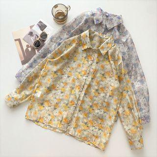 Long-sleeve Floral Light Shirt