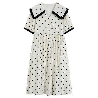 Dotted Midi A-line Dress Off-white - One Size