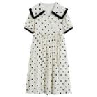 Dotted Midi A-line Dress Off-white - One Size