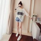 Set: Long-sleeve Sheer Shirt T-shirt + Camisole