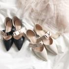 Ribbon Low Heel Pointed Pumps