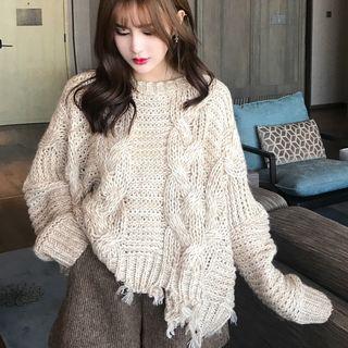 Fringed Sweater Green - One Size