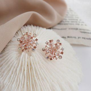 Rhinestone Snowflake Earring 1 Pair - Rose Gold - One Size