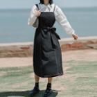 Stitch Plain Tie-waist Maxi Dress