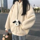 Fleece Zip Hoodie As Shown In Figure - One Size