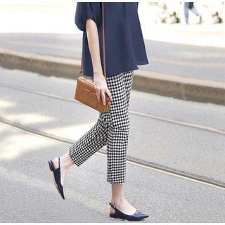 Cropped Check Straight Leg Pants