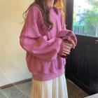 Peter Pan Collar Loose-fit Sweatshirt / Pleated Sleeveless Dress