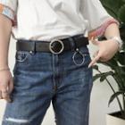 Hoop Pendant Faux Leather Belt Black - One Size