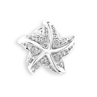 18k Gold Starfish Sea Star Diamond Single Stud Earring (0.04 Cttw) Women Jewelry