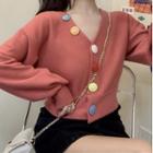 Color Button-up Cardigan