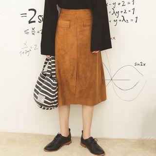 Faux Suede Midi Skirt