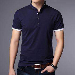 Contrast Trim Short Sleeve Henley T-shirt