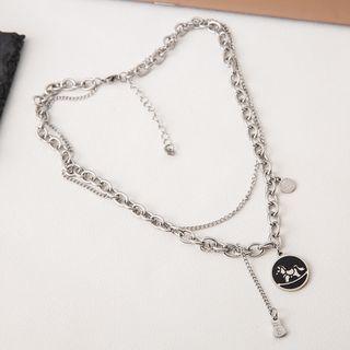 Horse Pendant Layered Stainless Steel Choker Silver - One Size