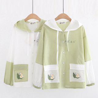 Avocado Print Two-tone Hooded Jacket