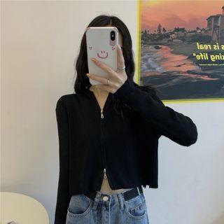 Zip-up Knit Crop Top