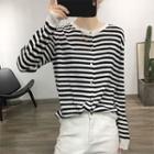 Long Sleeve Striped Single-breasted Top