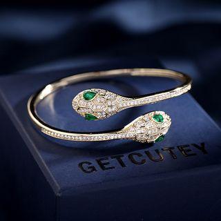 Snake Rhinestone Bangle Gold - One Size