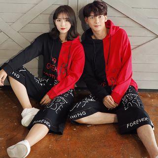 Couple Matching Cropped Hoodie / Wide-leg Cropped Pants