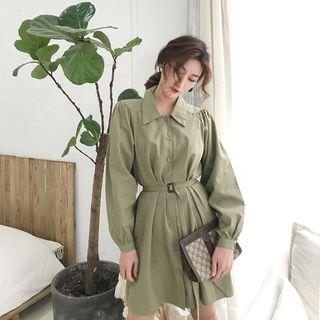 Puff-sleeve Shirt Dress