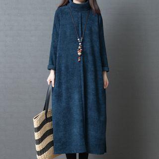 Funnel-neck Midi Pullover Dress